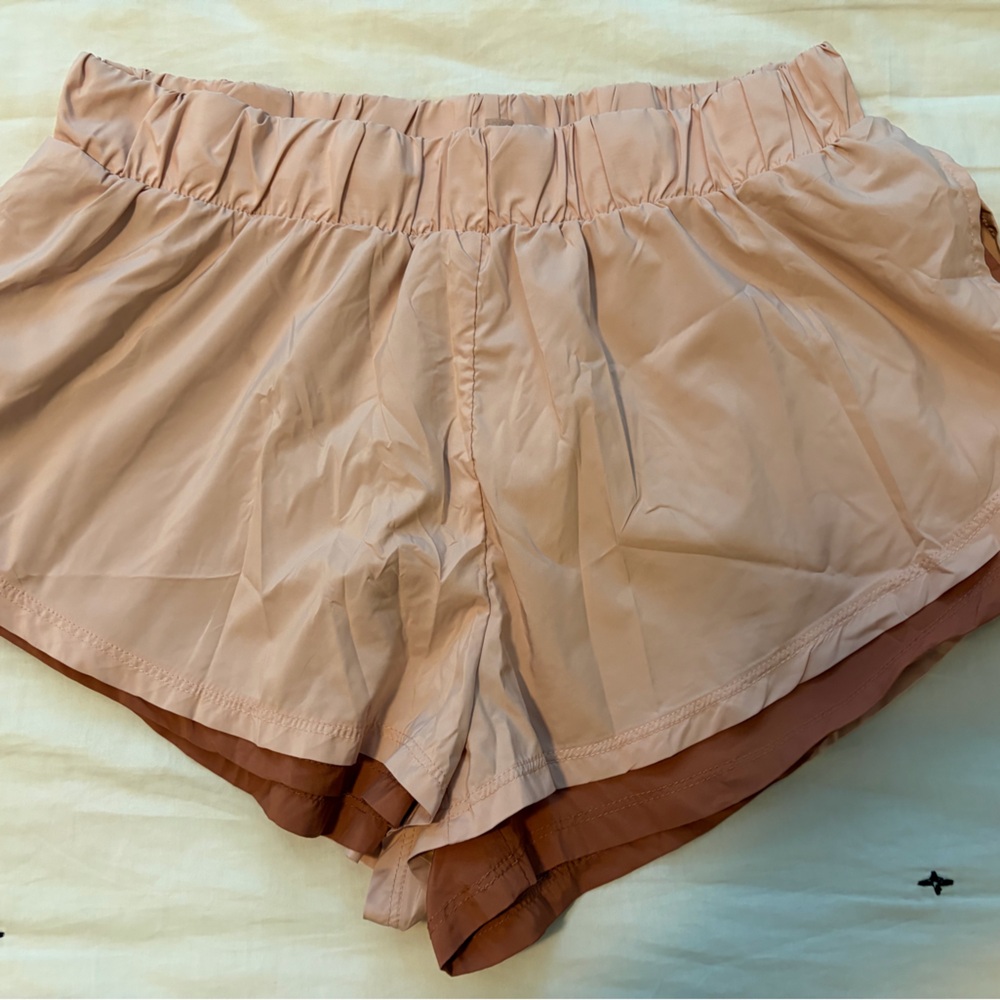 Free People Women's Athletic Shorts in Blush Pink and Dusty Rose